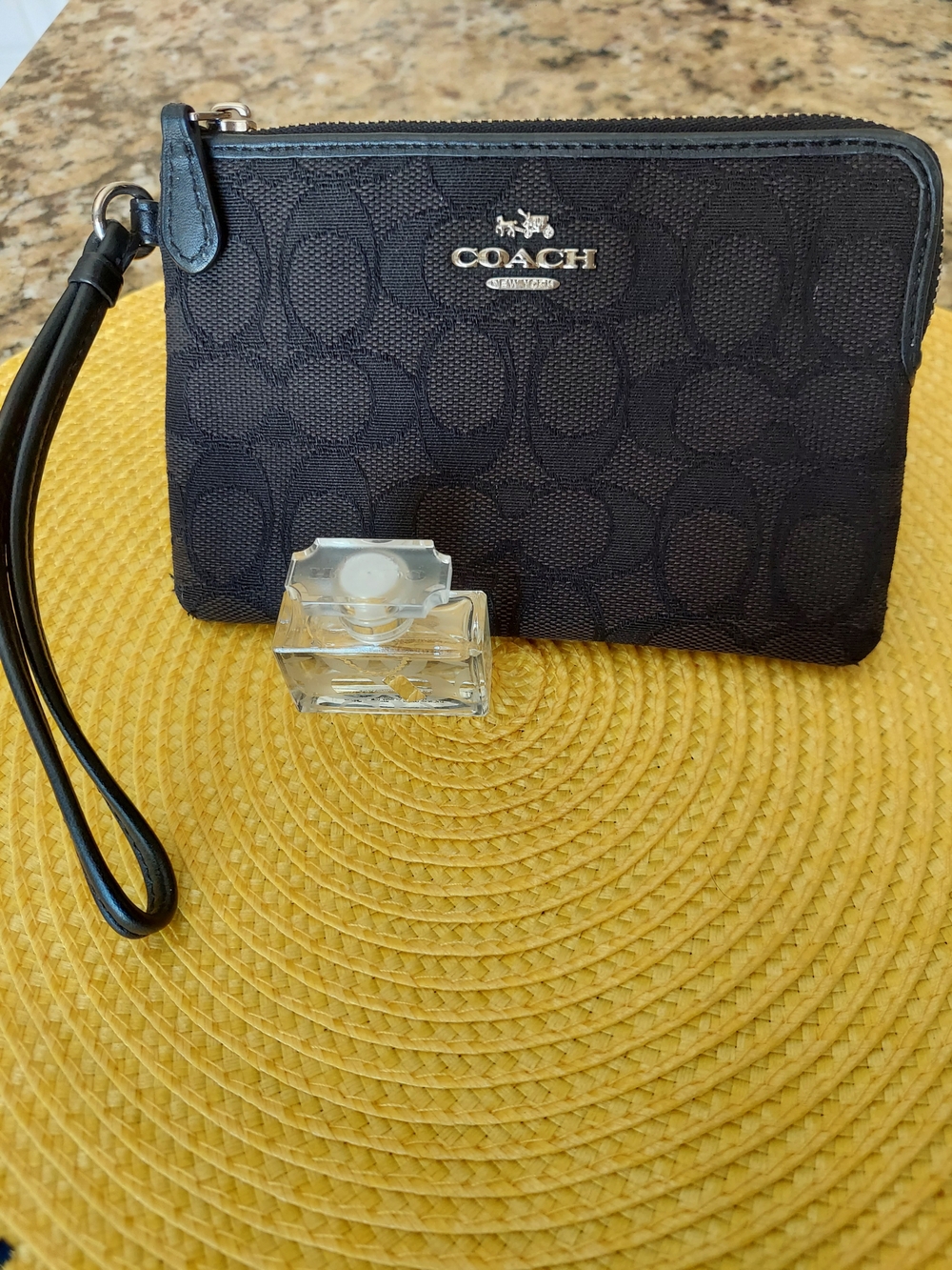 Authentic Coach Black Signature C Wristlet w/Silver Logo & .05 ML Coach Perfume. - Picture 2 of 5